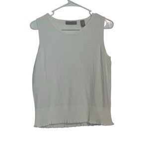 Kate Hill Petite PL Ivory Sleeveless Knit Tank Top